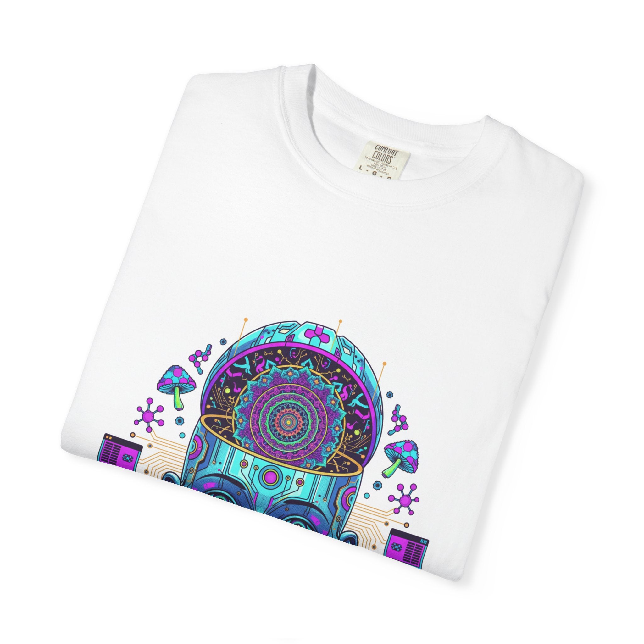 Mandala Cyberpunk Face T-shirt — "Metaphysical Metropolis" Graphic Tee